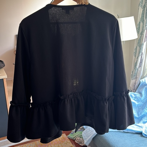 Black relaxed no collar open front blazer - Picture 6 of 7